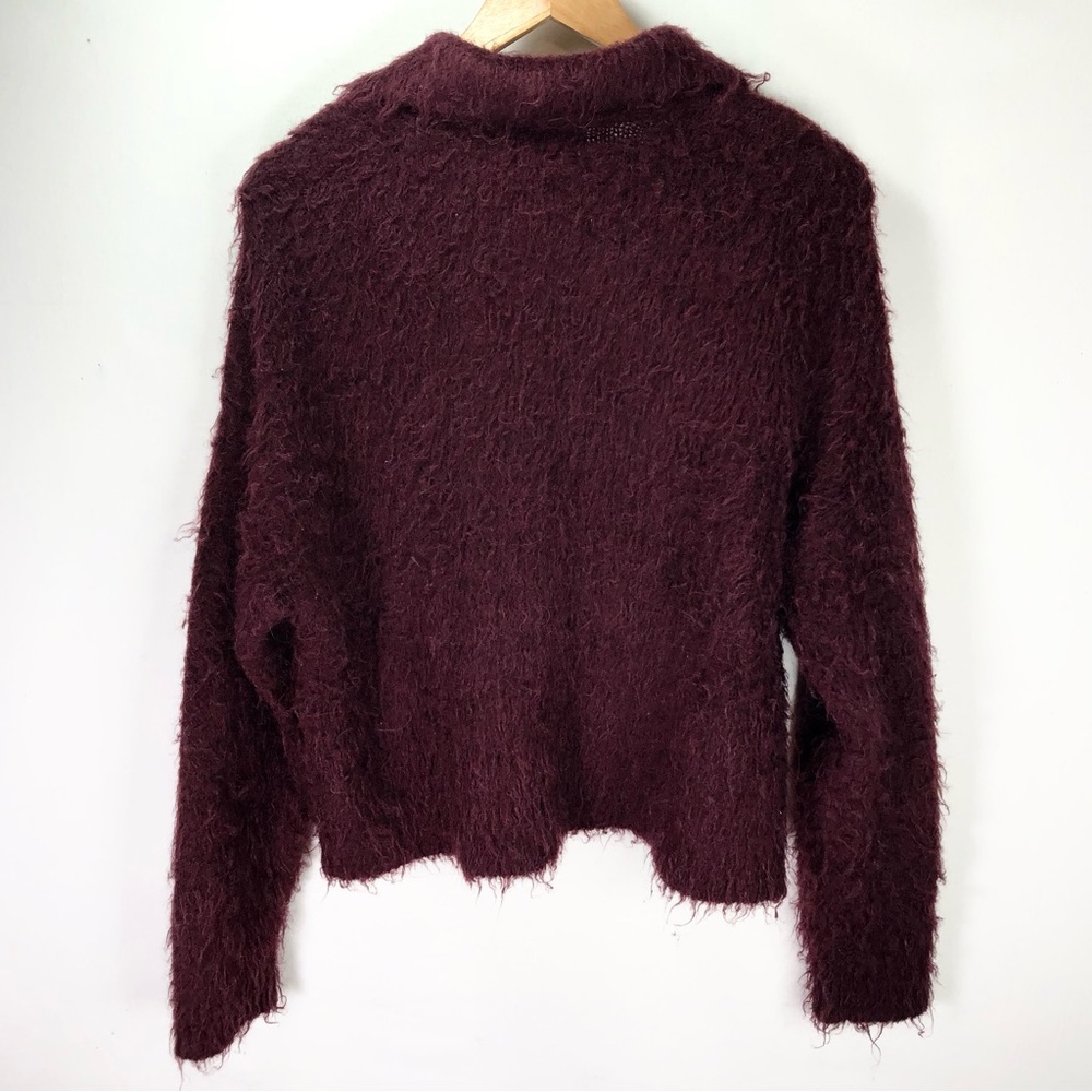 Madewell Alpaca Brushed Polo Sweater Sz M Burgundy Wine Cozy Preppy Minimalist - Picture 6 of 11